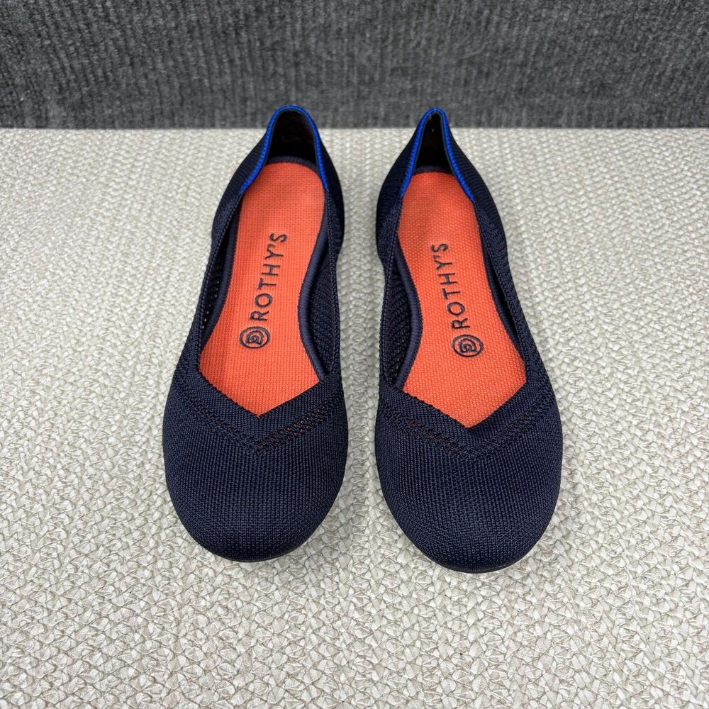 Rothys Maritime Blue Lattice Stitch Round Toe Ballet Flat Slip On Shoes Womens 8